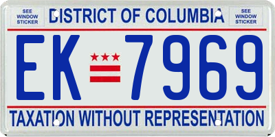 DC license plate EK7969