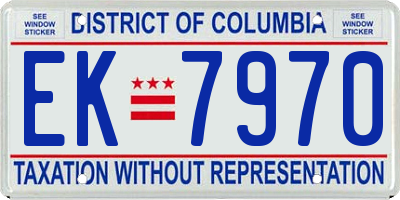 DC license plate EK7970