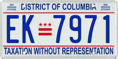 DC license plate EK7971