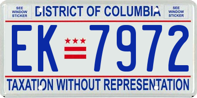 DC license plate EK7972