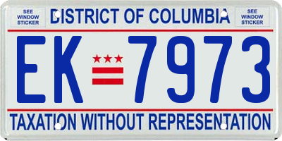 DC license plate EK7973