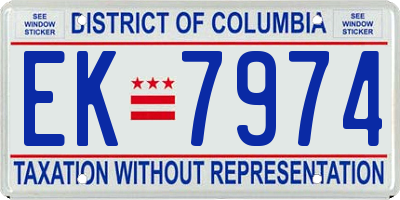 DC license plate EK7974