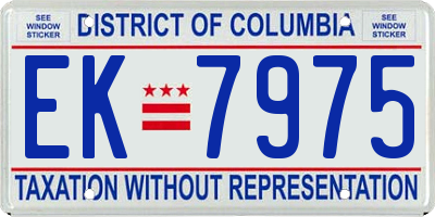 DC license plate EK7975