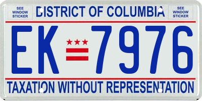 DC license plate EK7976