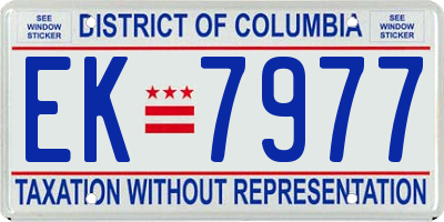 DC license plate EK7977