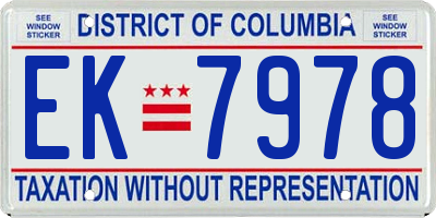 DC license plate EK7978