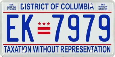 DC license plate EK7979