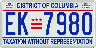 DC license plate EK7980