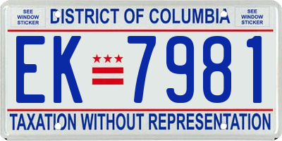 DC license plate EK7981