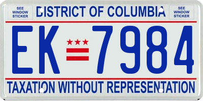 DC license plate EK7984