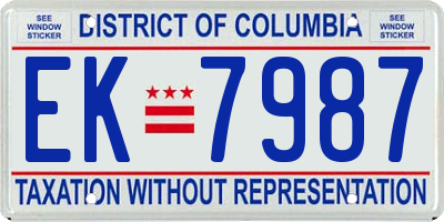 DC license plate EK7987