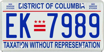 DC license plate EK7989