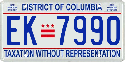 DC license plate EK7990