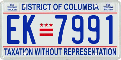 DC license plate EK7991