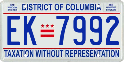 DC license plate EK7992