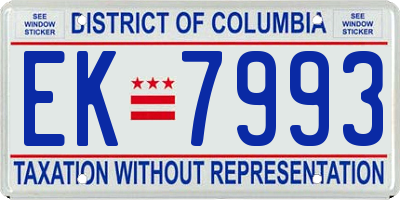 DC license plate EK7993