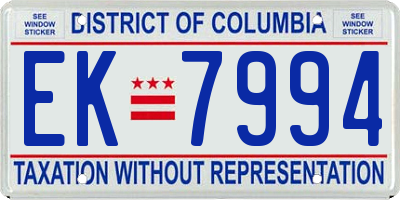 DC license plate EK7994