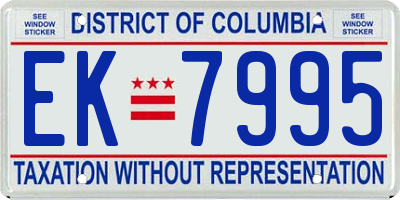 DC license plate EK7995