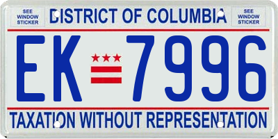 DC license plate EK7996