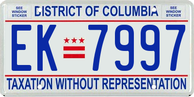 DC license plate EK7997