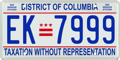 DC license plate EK7999