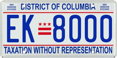 DC license plate EK8000