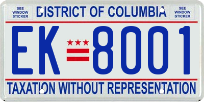 DC license plate EK8001