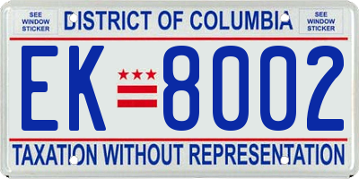 DC license plate EK8002