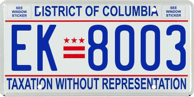 DC license plate EK8003