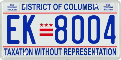 DC license plate EK8004