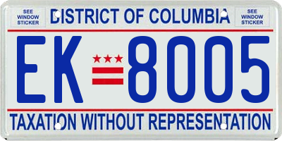 DC license plate EK8005