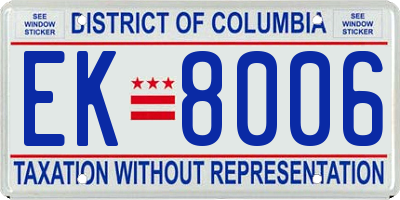 DC license plate EK8006