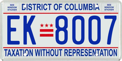 DC license plate EK8007