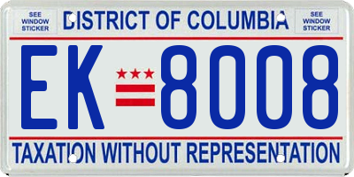 DC license plate EK8008