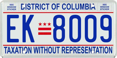 DC license plate EK8009