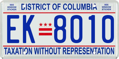 DC license plate EK8010