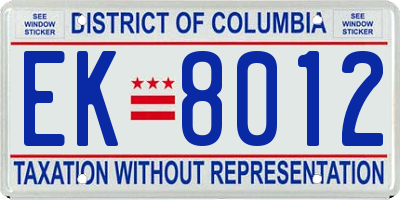 DC license plate EK8012