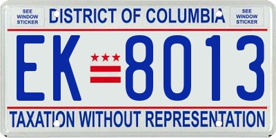 DC license plate EK8013