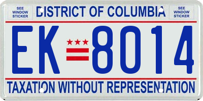 DC license plate EK8014