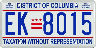 DC license plate EK8015