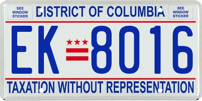 DC license plate EK8016