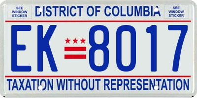 DC license plate EK8017