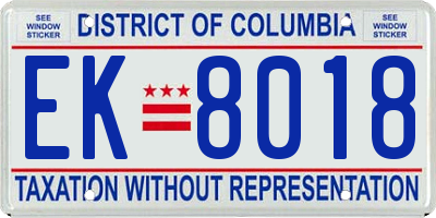 DC license plate EK8018