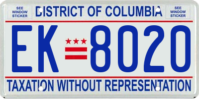 DC license plate EK8020