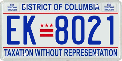 DC license plate EK8021