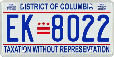 DC license plate EK8022