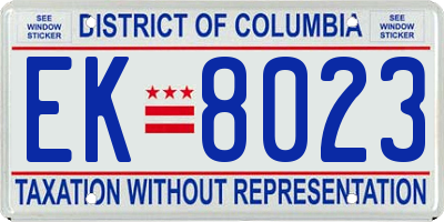 DC license plate EK8023