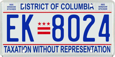 DC license plate EK8024