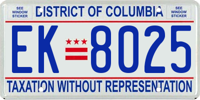 DC license plate EK8025