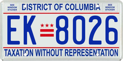 DC license plate EK8026